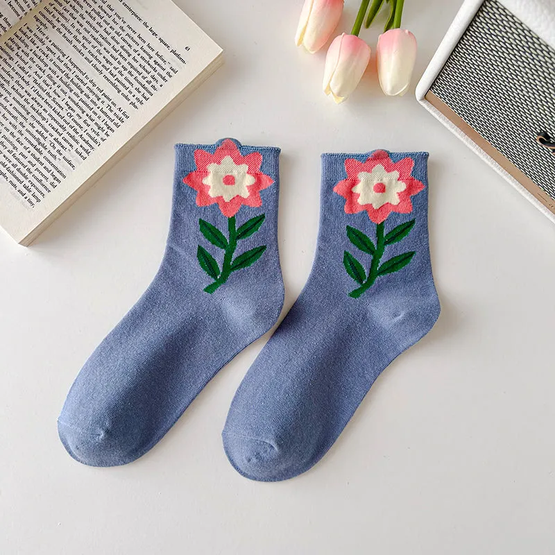 Cartoon Flower Candy Breathable Casual Short Socks