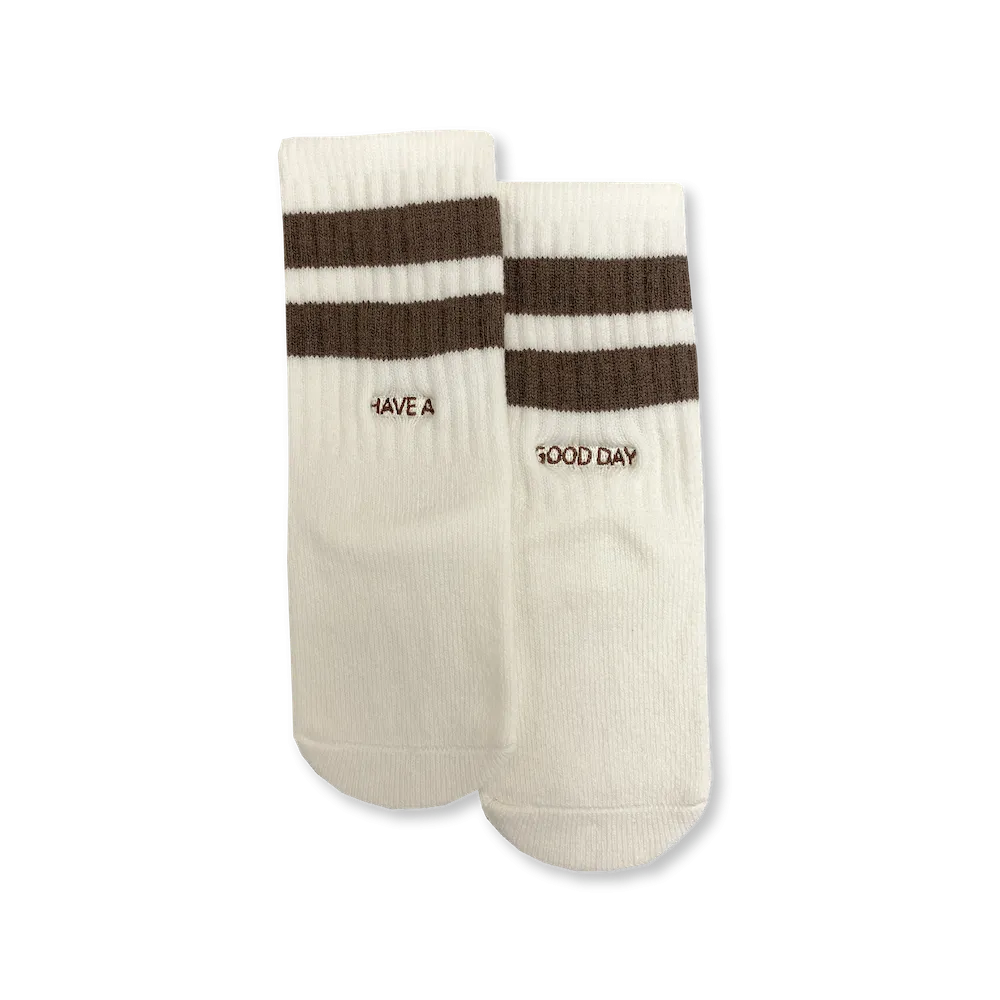 Grown Have A Good Day Socks - Milk/Clay