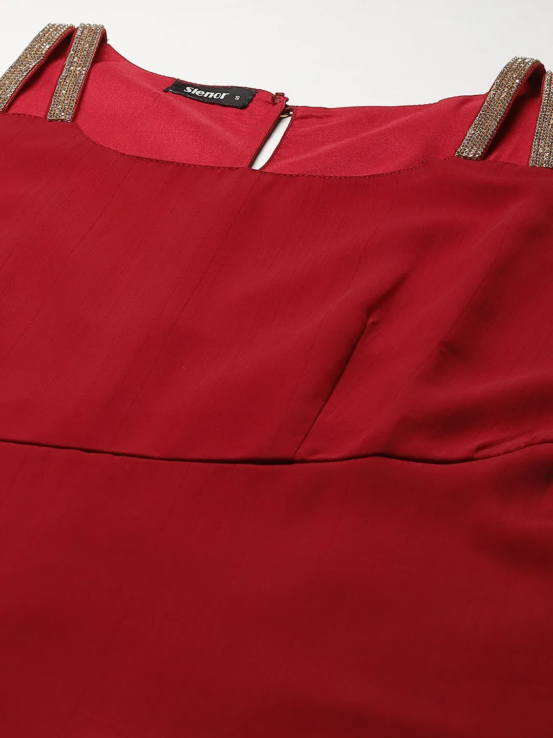 Maroon Georgette A-Line Mini Dress