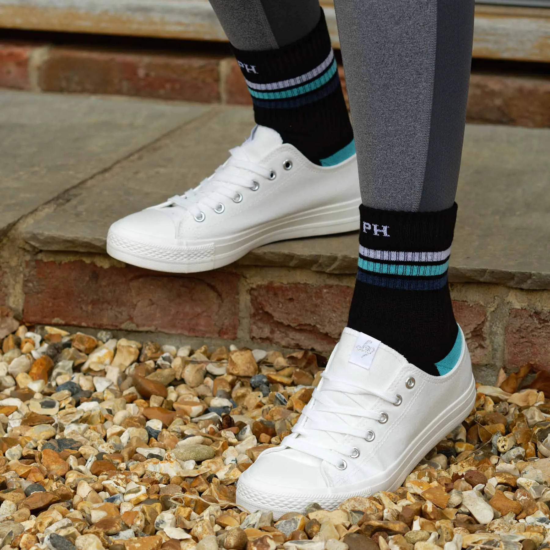 Striped Organic Women's Sport Socks - Black