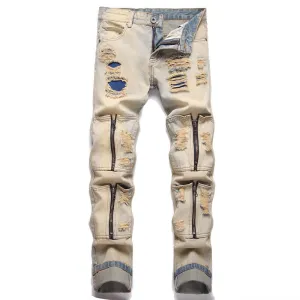 West Louis Multi-Pocket Ripped Pencil Jeans
