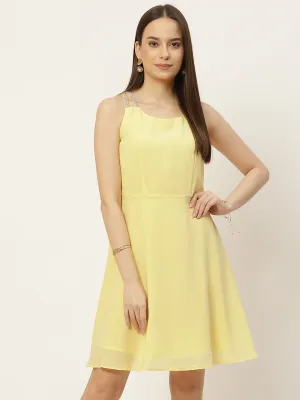 Yellow Georgette A-Line Mini Dress